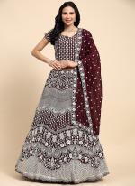 Georgette Brown Wedding Wear Heavy Thread Work Readymade Lehenga Choli